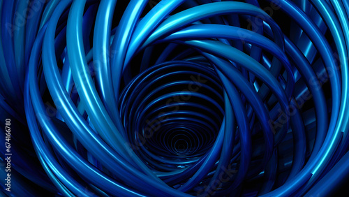 Abstract blue spiral on bla...
