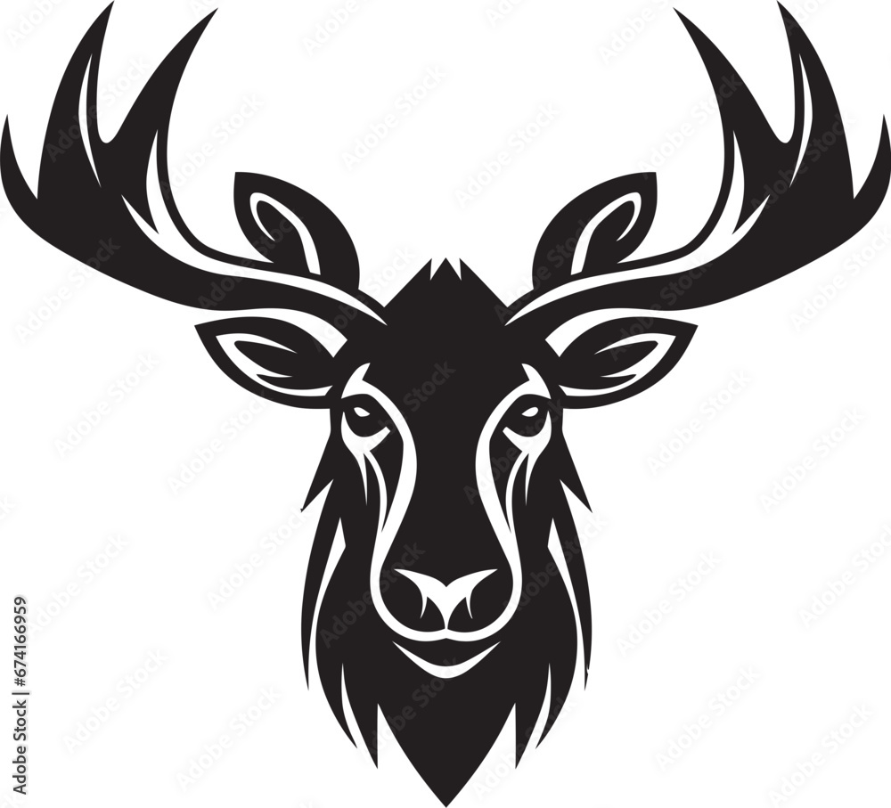Moose Emblem with Serene Charm Minimalistic Moose Silhouette Logo