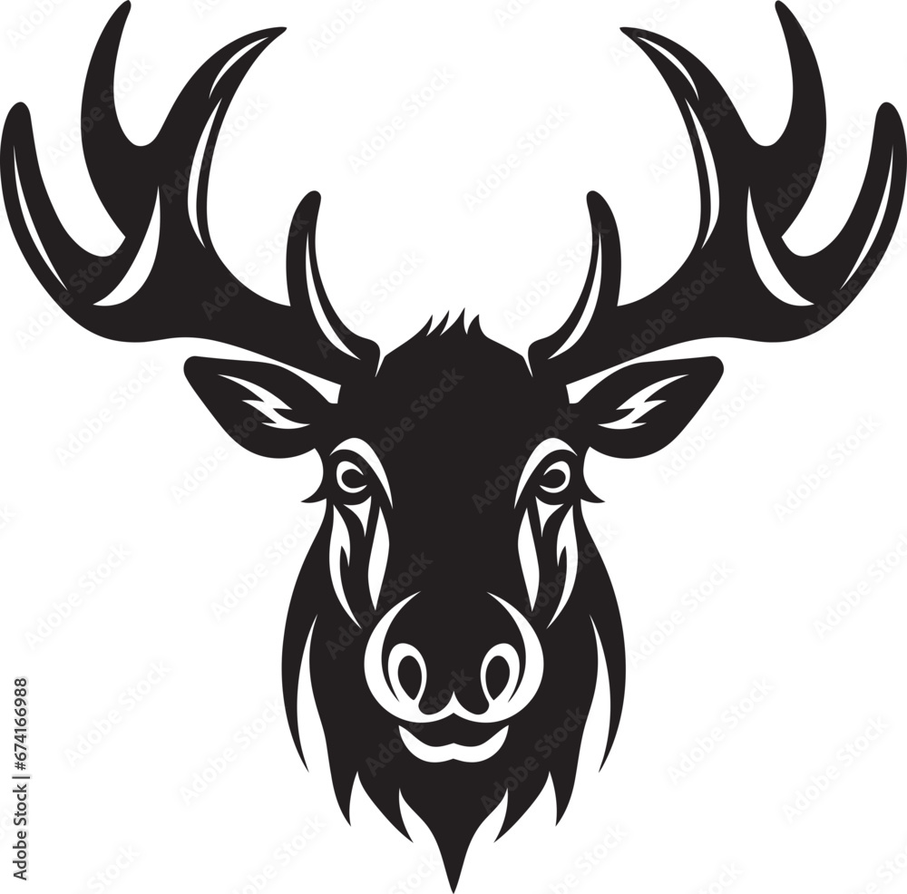 Moose Profile with Timeless Elegance Abstract Black Moose Emblem