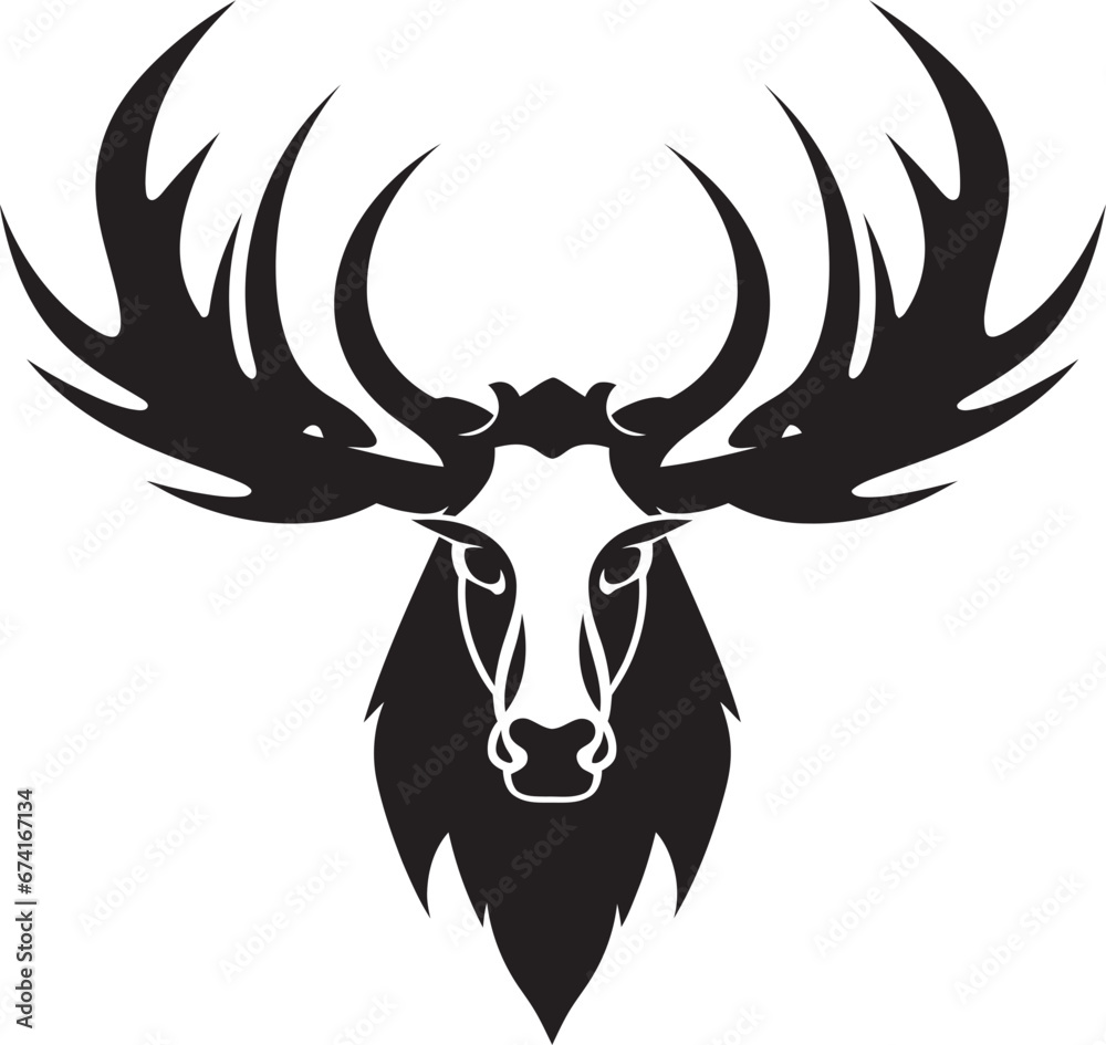 Moose Symbol with Contemporary Styling Minimalistic Moose Icon in Motion