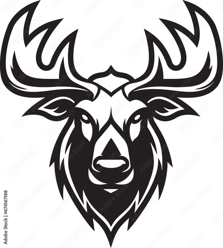 Abstract Moose Emblem for Impactful Branding Moose Logo Design with Bold Black Appeal