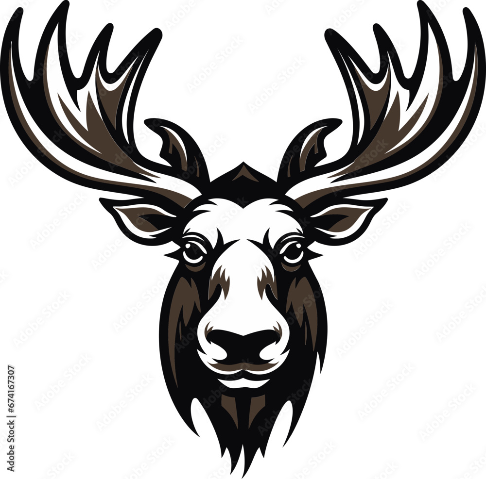 Sleek Black Moose Profile in Vector Art Majestic Moose Emblem with Timeless Appeal