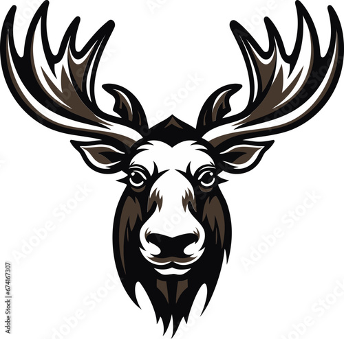 Sleek Black Moose Profile in Vector Art Majestic Moose Emblem with Timeless Appeal