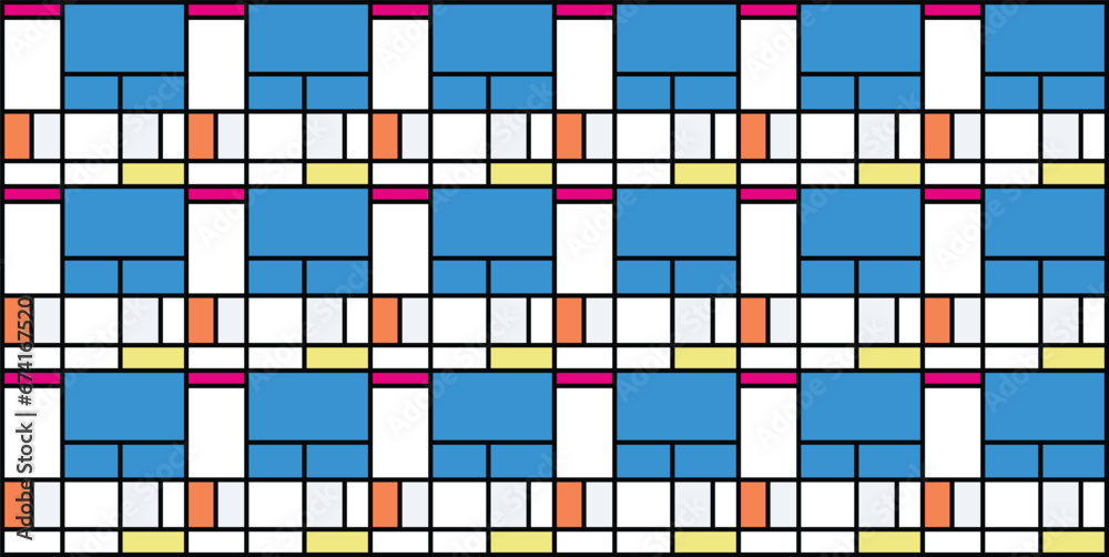 Fototapeta premium Abstract, seamless pattern made with rectangles and lines. Colorful and modern vector art