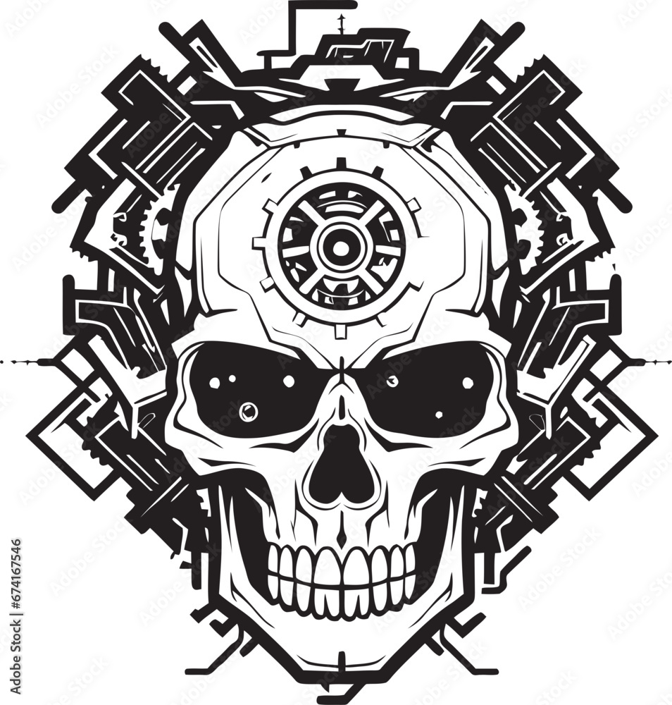Gothic Machine Symbol Where Dark Meets Industrial Monochromatic Tech Skull The Union of Gears and Wires Gothic Machine Symbol Where Dark Meets Industrial Monochromatic Tech Skull The Union of Gears and Wires