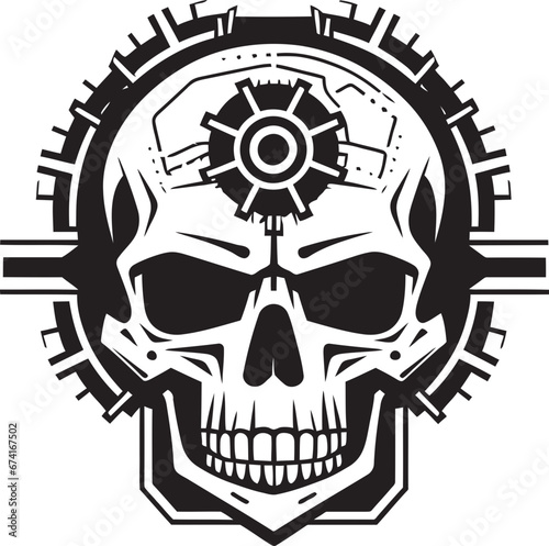Fototapeta Naklejka Na Ścianę i Meble -  Artistic Mechanical Skull The Elegance of the Machine Majestic Black Skull Majesty Where Steampunk Meets Tech