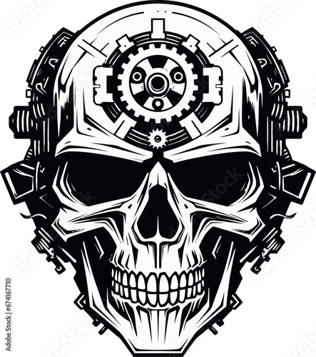 Abstract Robotic Skull The Artistic Expression of Tech Vector Cyber Artistry Where Aesthetics and Engineering Merge