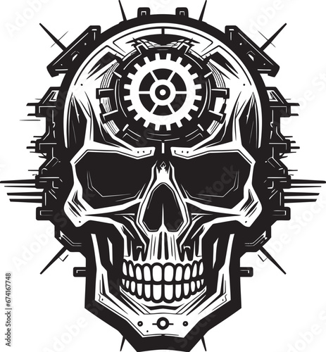 Abstract Cyber Skull Graphic The Heart of the Machine Modish Skull Artwork in Vector The Futures Face