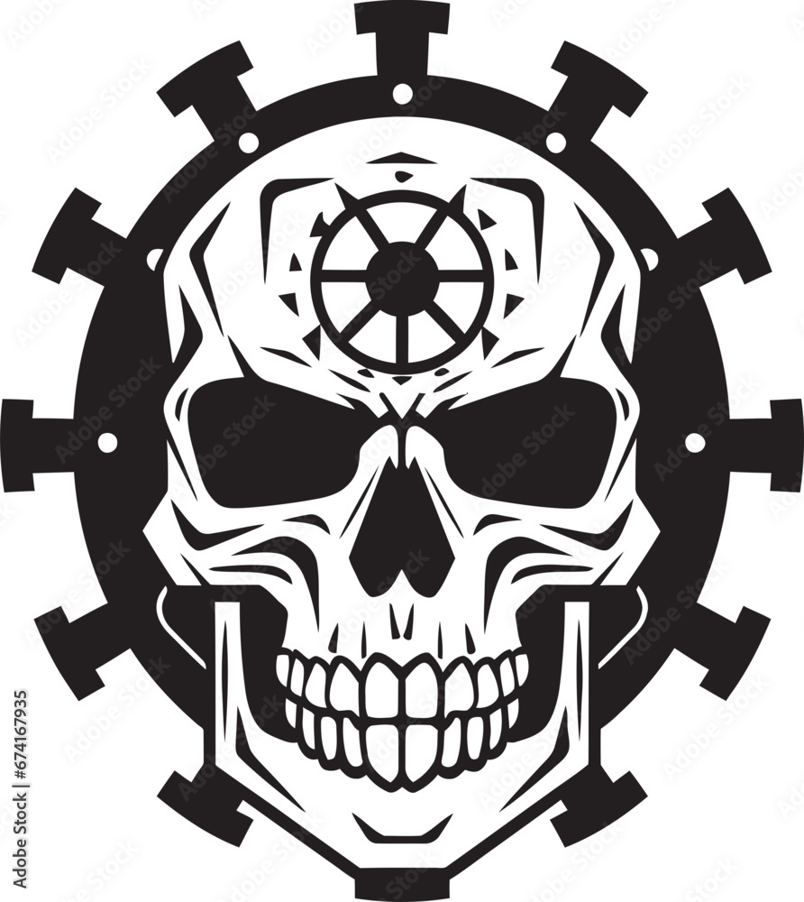 Obraz premium Elegant Cyber Skull Icon A Modern Masterpiece The Gearheads Vision The Art of Technological Evolution