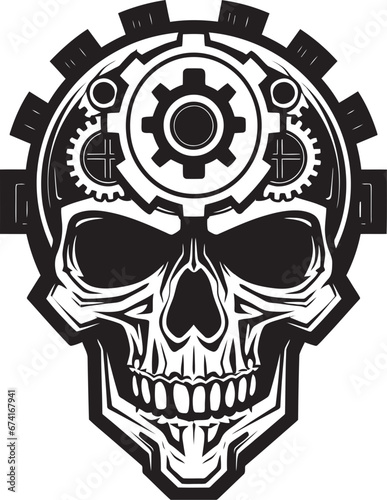 Majestic Black Machine Symbol The Robotic Renaissance Steampunk Cyber Skull A Timeless Fusion of Eras