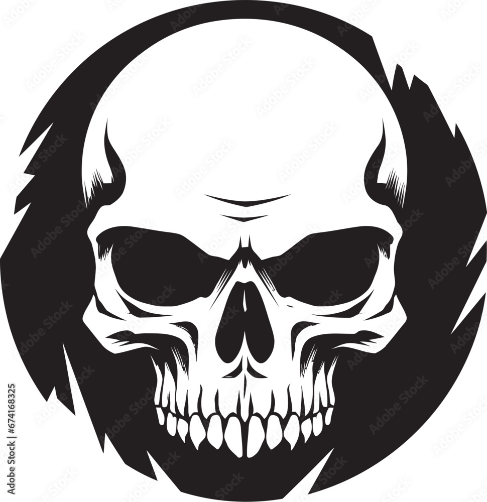 Fototapeta premium Secretive Portal The Cracked Wall Skull Icon Eerie Wall Resurgence The Unearthed Skull
