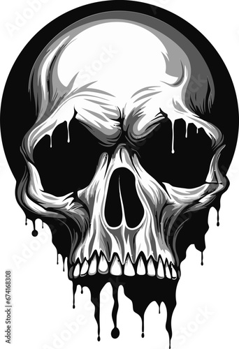 Vector Wall Artistry Unearthing the Skull Emblem Gothic Intrigue in Cracks The Peeping Skull