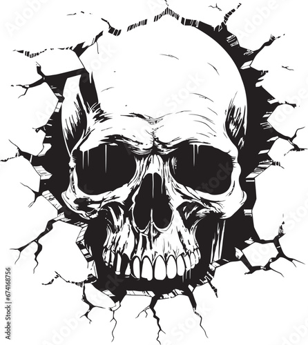 Eyes in the Unknown A Cryptic Skull in Vector Design Mystical Unveiling The Enigmatic Cracked Walls Skull