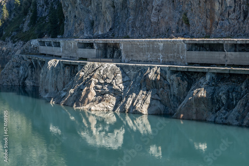 Close-up of structure of Emosson hydroelectic dam in Switzerland photo