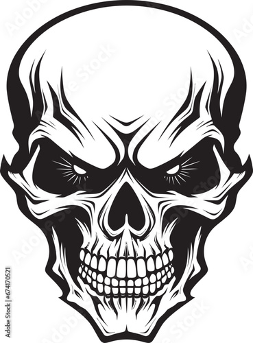 Enigmatic Descent Cryptic Skull Symbol Skeletal Whispers Haunting Vector Emblem
