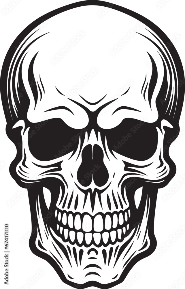 Obraz premium Eerie Elegance A Sinister Vector Profile Wicked Whisper A Spooky Skull Design