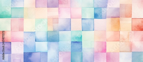 Abstract geometric seamless pattern created with watercolor Background consists of rectangles with a paper like texture The design is a hand painted illustration