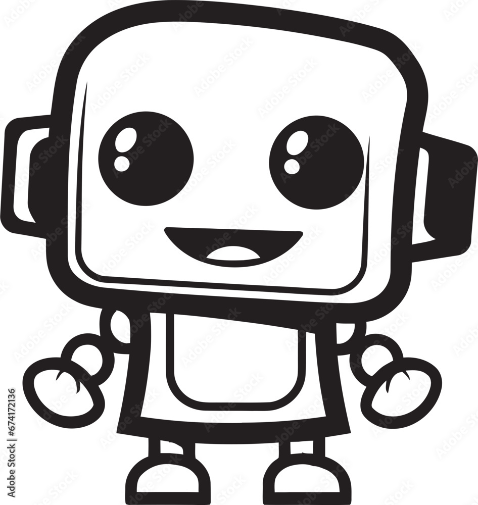 Obraz premium Lunar Luminary A Futuristic Robot Mascot Gadget Guru A Black Vector Symbol