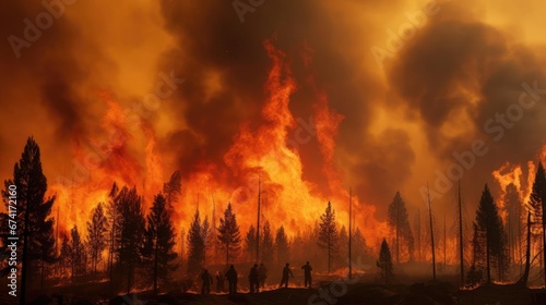 Burning forest  fire and smoke. Human Impact on the Planet s Climate