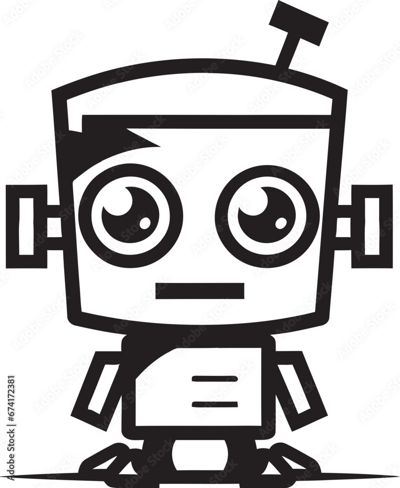 Ink Black Innovator A Stylish Robot Emblem Tiny Trooper A Miniature Mascot Symbol Ink Black Innovator A Stylish Robot Emblem Tiny Trooper A Miniature Mascot Symbol