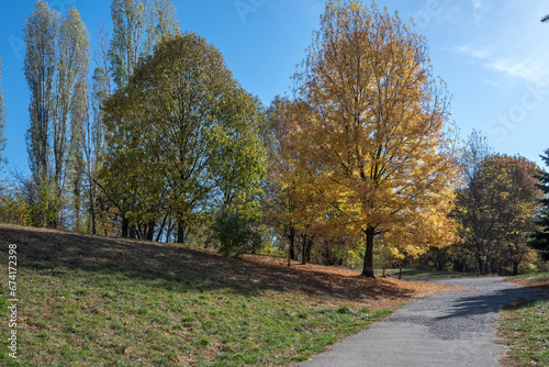 Autumn view of South Park in city of Sofia, Bulgaria