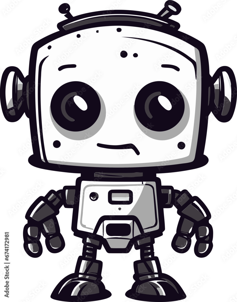 Tech Titan A Space Age Mini Robot Icon Pixel Paladin Compact Robot Guardian Emblem