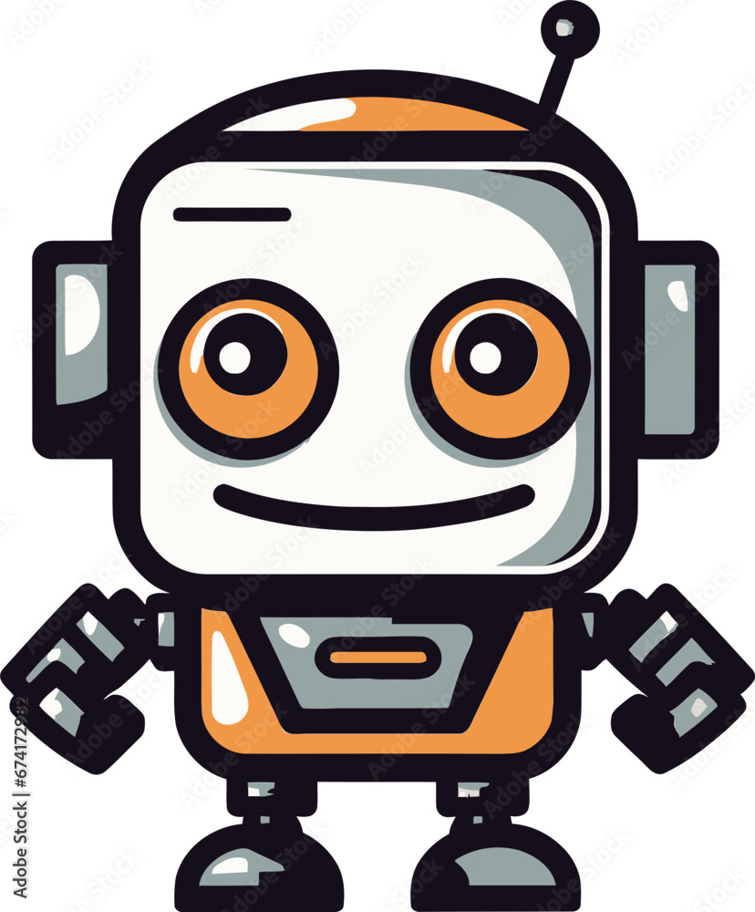 Fototapeta premium Ebon Enforcer Compact Robot Mascot Icon Tech Titan A Mini Vector Guardian Symbol