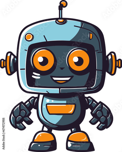 Ebon Enforcer A Compact Robot Symbol Gizmo Guardian Stylish Vector Mascot Emblem