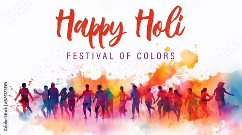 Happy Holi Festival Of Colors. Illustration Of Colorful Gulal For Holi. Indian Festival