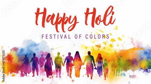 Happy Holi Festival Of Colors. Illustration Of Colorful Gulal For Holi. Indian Festival