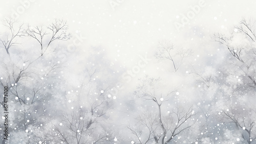 white watercolor snowfall in the forest, winter abstract background illustration with copy space, greeting card form © kichigin19