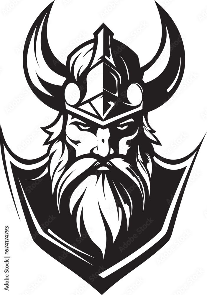 Fototapeta premium The Shieldbearer A Noble Viking Icon Shadowed Berserker A Ferocious Viking Symbol
