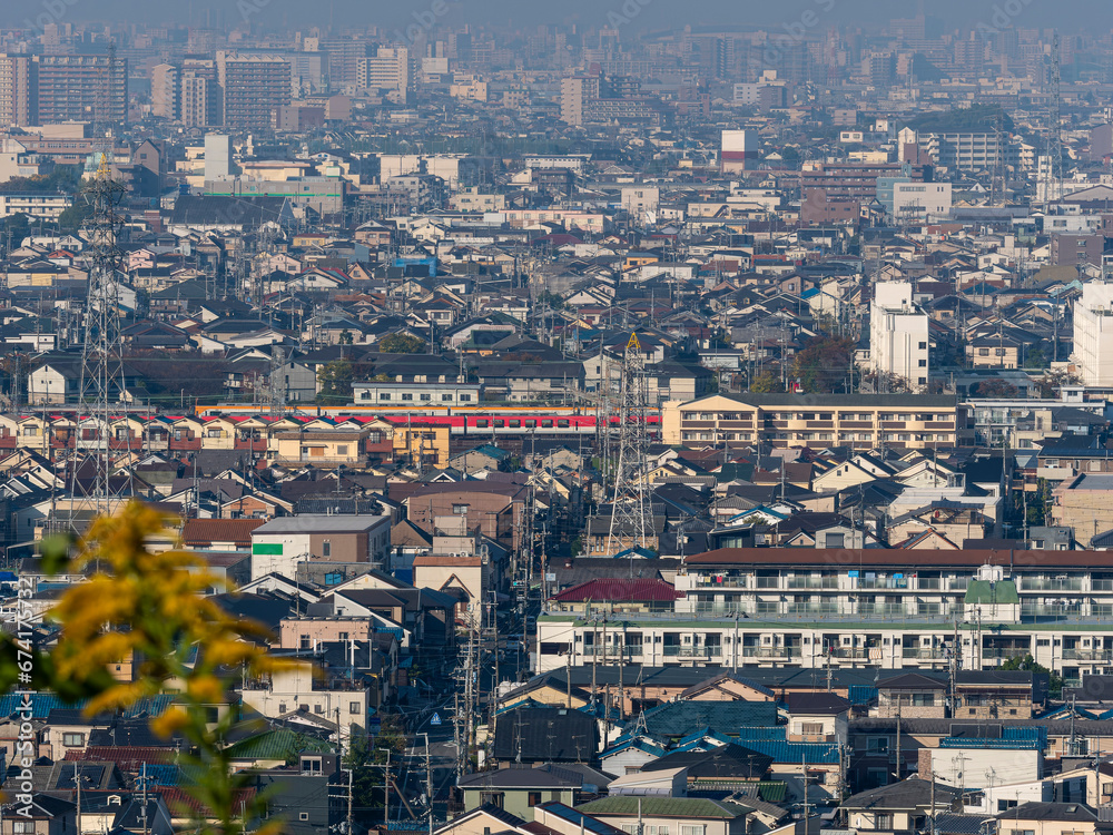 高台から見る大阪の街並み
