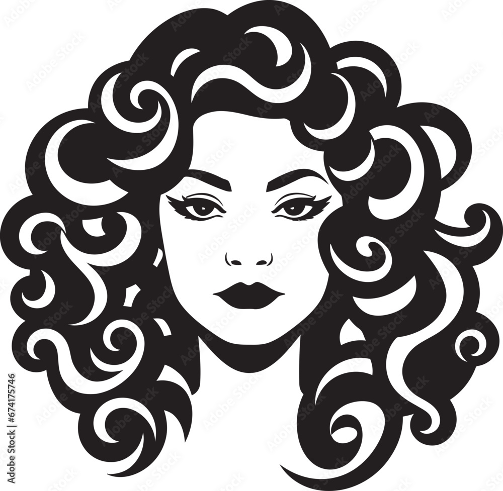 Crowning Glory An Iconic Symbol of Curls Sculpted in Vector The Curly Haired Goddess