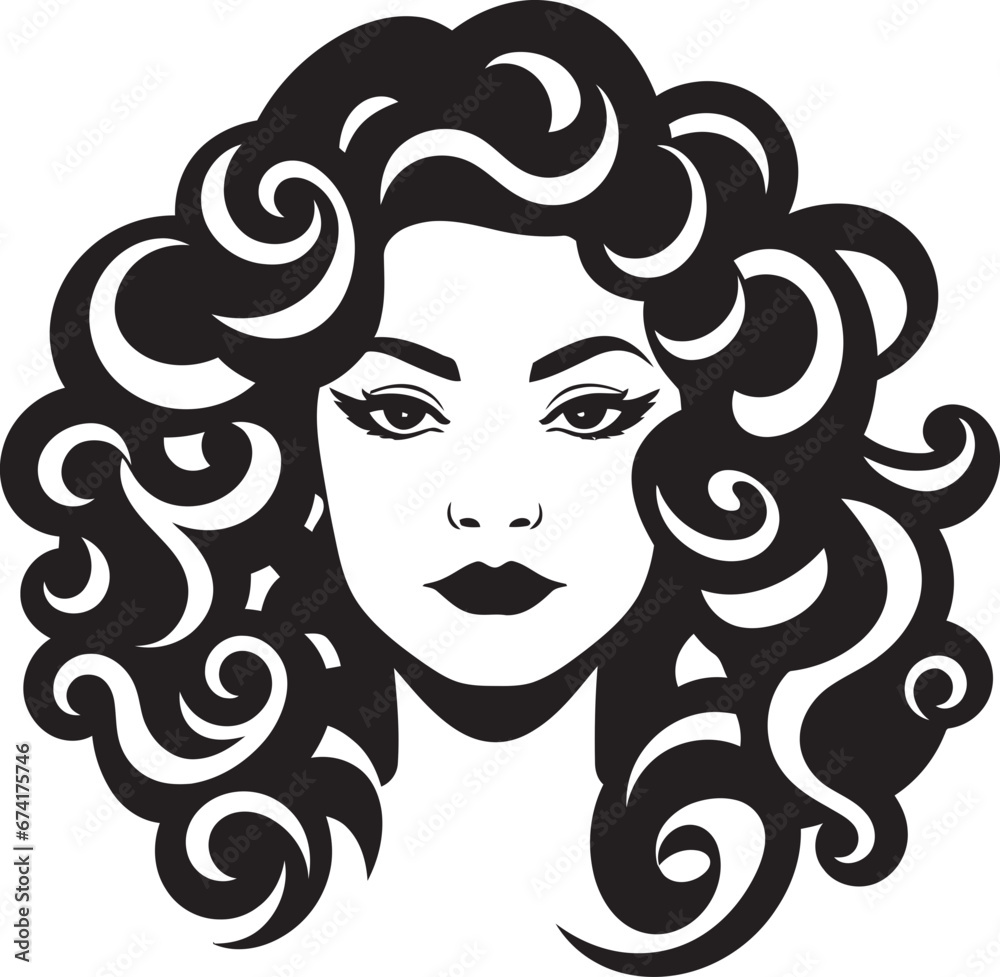 Crowning Glory An Iconic Symbol of Curls Sculpted in Vector The Curly Haired Goddess Crowning Glory An Iconic Symbol of Curls Sculpted in Vector The Curly Haired Goddess