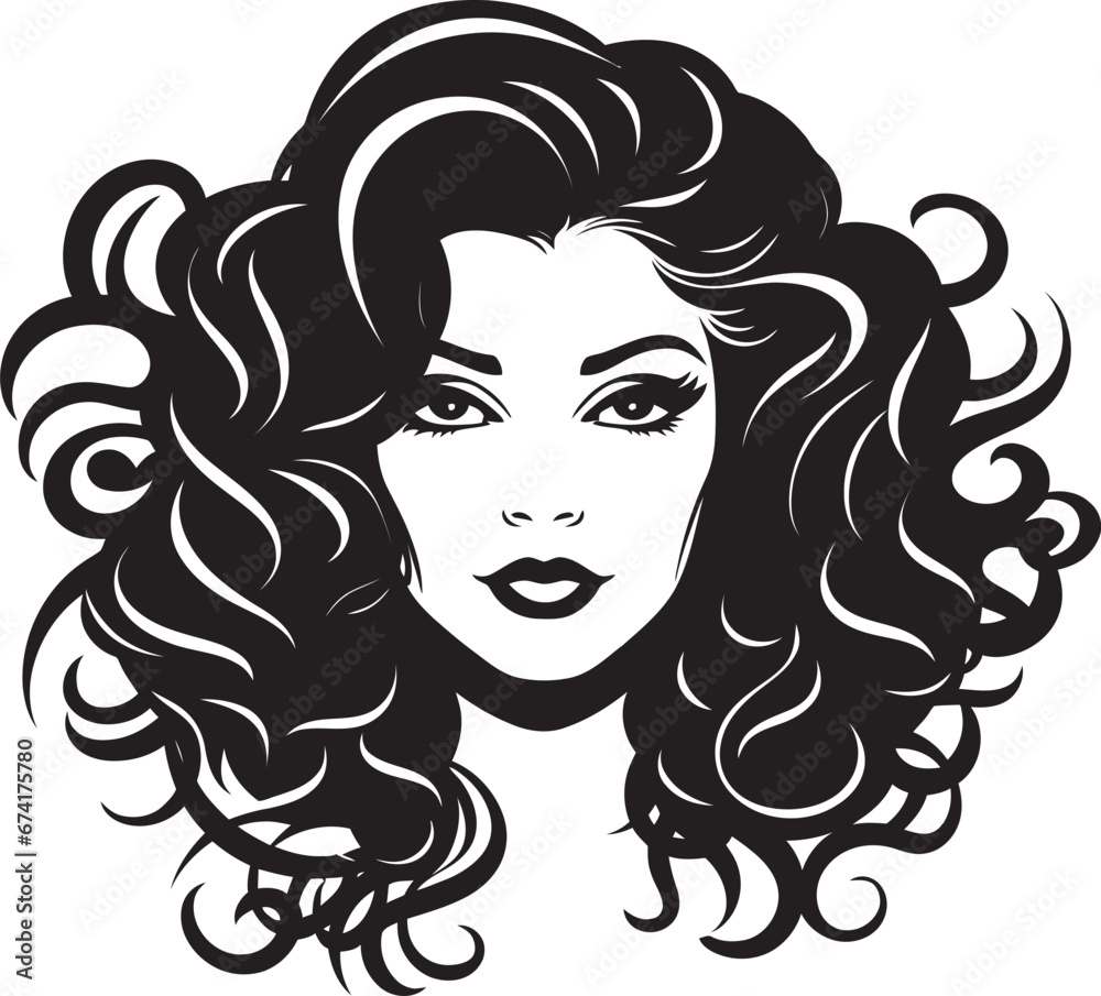 Sculpted in Vector The Curly Haired Goddess Ebony Elegance A Stylish Curly Haired Lady Icon