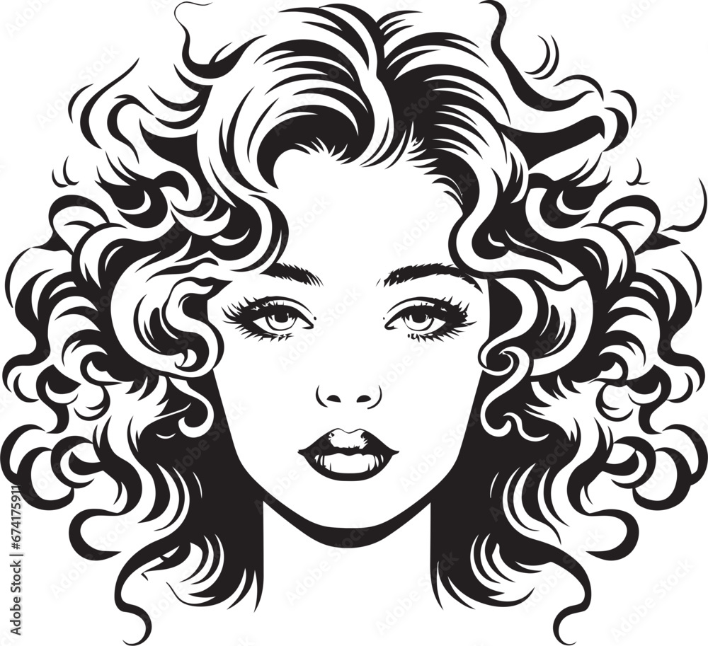 Ink Black Charm A Curly Haired Icon of Beauty Sculpted Serenity An Iconic Curls Emblem in Black Ink Black Charm A Curly Haired Icon of Beauty Sculpted Serenity An Iconic Curls Emblem in Black