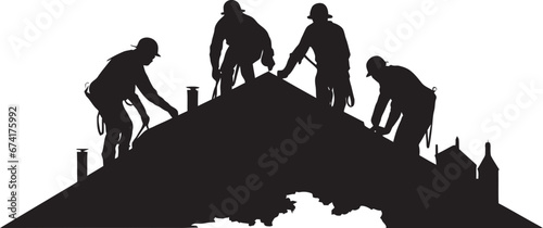 Top Notch Trellis A Black Vector Roof Worker Emblem High Perfection A Roofers Artistic Logo