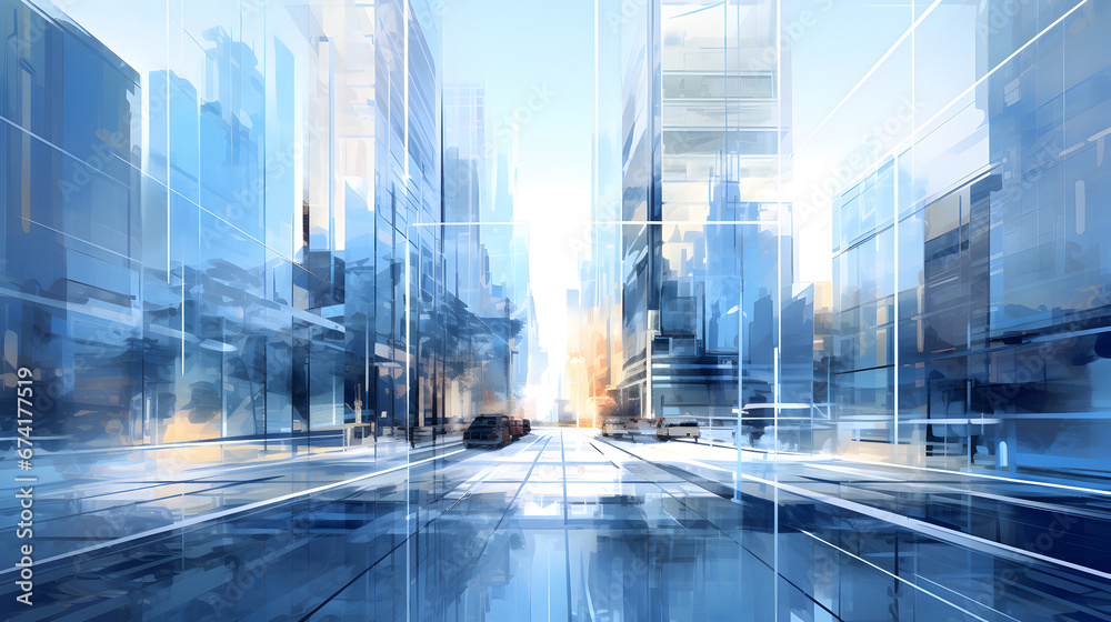 metropolis wallpaper, city skyline, business office buildings, view city, copy space wallpaper, panoramic view, Reflective skyscrapers, Business, big modern city urban landscape - obrazy, fototapety, plakaty 