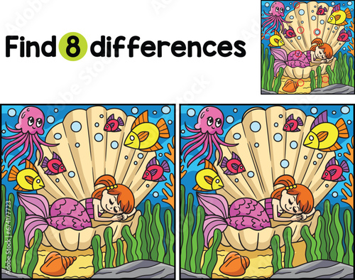 Mermaid Sleeping In A Shell Find The Differences
