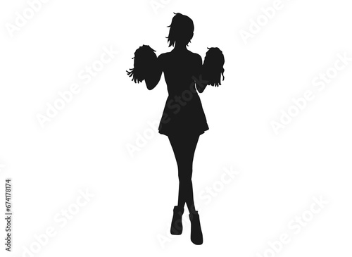 Pose Of A Female Cheerleaders Silhouette