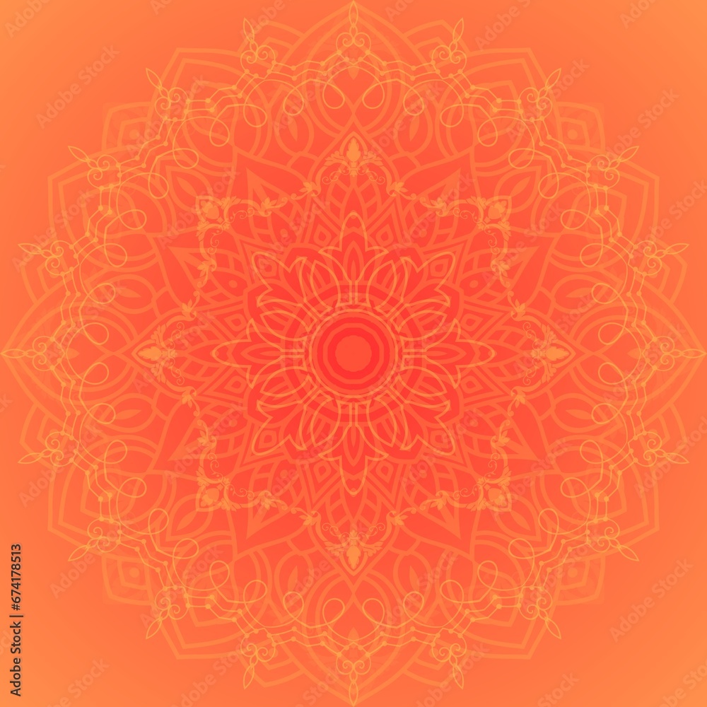 Mandala design in orange background Mandala design in orange background