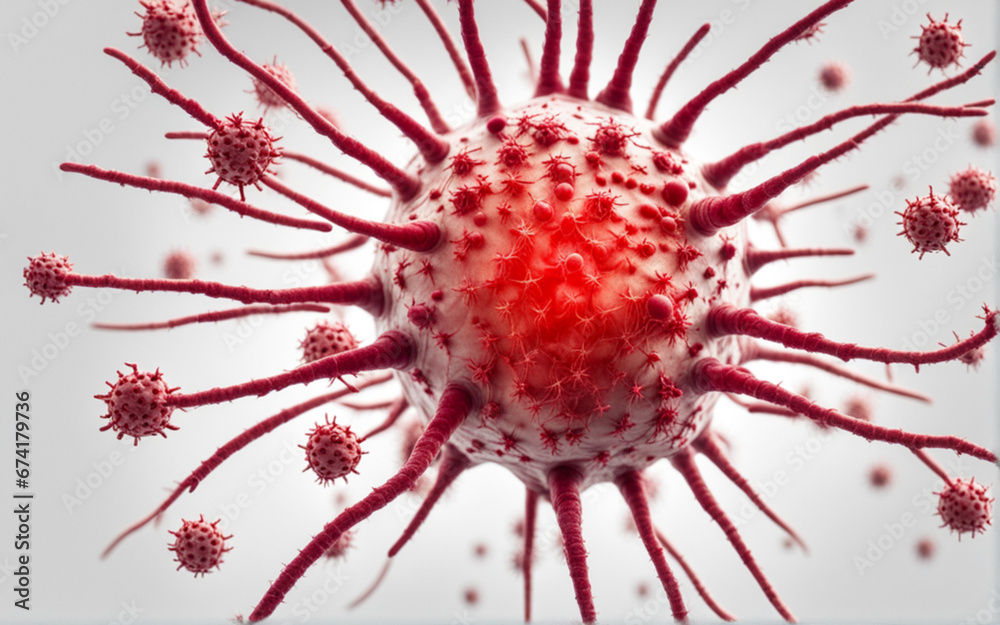 Viral infection closeup virus new strain of the virus. Generative AI Viral infection closeup virus new strain of the virus. Generative AI