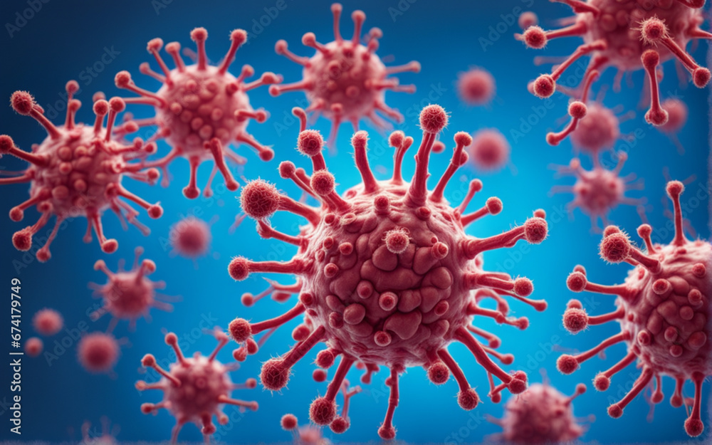 Viral infection closeup virus new strain of the virus. Generative AI
