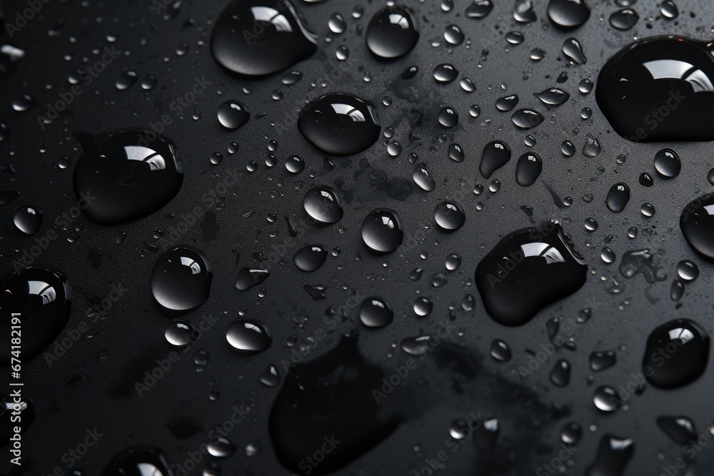 Water droplets on a black surface Water droplets on a black surface