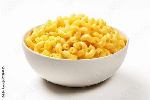 Mac and cheese on white background