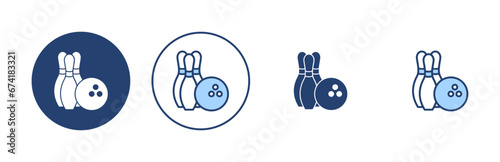 Bowling icon vector. bowling ball and pin sign and symbol.