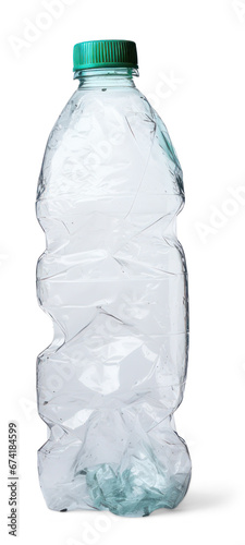 plastic crumpled bottle isolated on transparent background