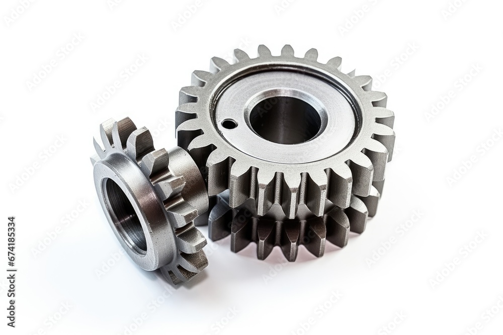 Metal gear part motorcycle gear reduction ratio isolated on white background Metal gear part motorcycle gear reduction ratio isolated on white background