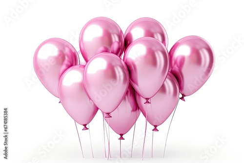 Metallic pink balloons for Valentine s day hen party or baby shower on a white background with a stylish touch photo